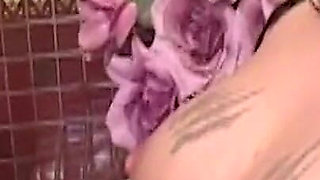 Bollard Grinding Slut Drools in Lesbian Shower Orgy