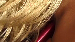 Flexible Blonde with Big Tits Licks Her Own Pussy