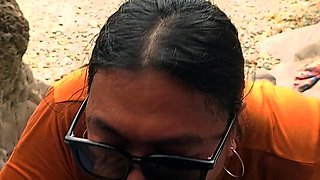 Public blow job at the beach Almost get caught