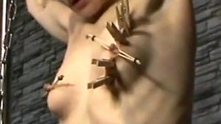 Hanging out pussy pinching humiliates
