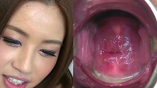 Japanese teen teases pussy with toys and cock