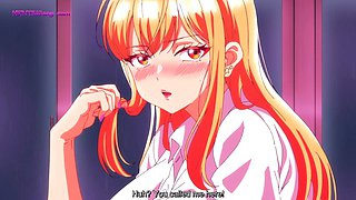 Anime college babe gets panties pulled by strict teacher