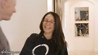 Girlsway Angela White heads hard and rough with Kissa Sins