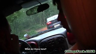 Three college chicks jizzed on tits outdoor