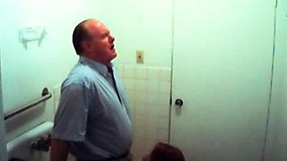 Bathroom slut sucks dick