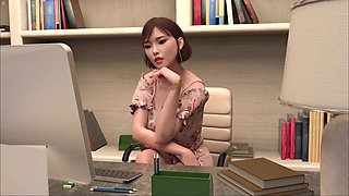 Japanese Lady Boss Masturbating While Video Call With Billy