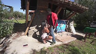 Sexy Buxom Italian MILF Takes Massive BBC In Her Mouth & Ass Outdoor