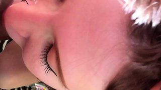 Amateur student blowjob on the balcony pov