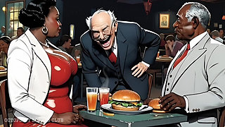 Elite Cuckold Club: Mistress Ebony BBW Fulfilling the Dreams of Old Rich Cuckolds. Cartoon Visual Novel