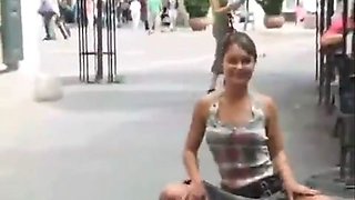Girl flashing and pissing in public part 1