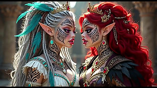 Beautiful Elves Princess Kissing, Ai Animation