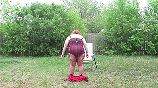 Nurse Vicki strips outside from her Highlander inspired