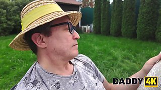 Daddy4k. juicy tits and a vagina for his stepdaddy