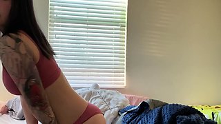 Cute Asian in pretty panties masturbates with a toy