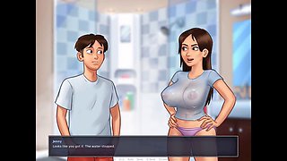 Summertime saga: girls with huge tits getting into some fun while fixing the problem