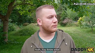 Daddy4k. surprise porno with daddy's fat cock while the bf is fixing the floor