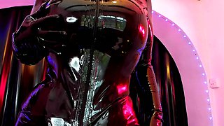 Latex slut solo anal masturbation