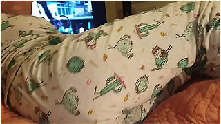 Cute Lazy Girl Wets Her Pyjamas Watching Tv Lying On Her Tummy!