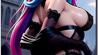Hentai Gothic Girls With Dyed Hair Showing Off Their Big Tits - Part 2 - Car Toon