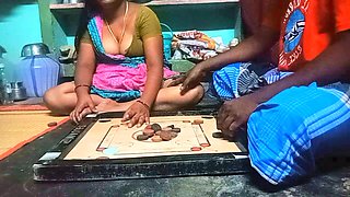 Village Bigg boobs aunty Bigg boobs aunty Carrom board is playing with man