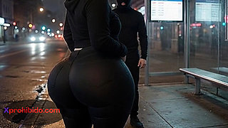 Big Ass Woman Shaking Her Massive Butt at the Bus Stop