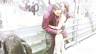 Outside Public Reality Manhattan Park Outside Films Couple With Camera Man