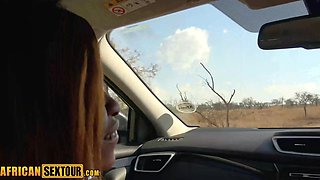 African teenage giving sucking cock in the car