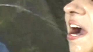 Big Tits Slut Humiliating Piss on Face and in Mouth by Two Big Cocks