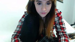 Non stop blonde with big boobs cock jerks off on the bed