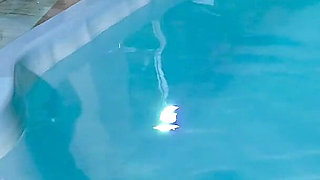 Caught in the Act! Two Brunettes Caught Masturbating in the Condo's Pool