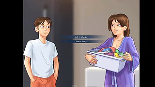 Landlady Lanagameplays shows off her big assets in summertime saga