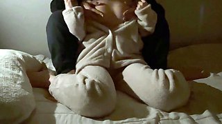 Japanese lesbian Sakuno wears soft pajamas and is deliciousl