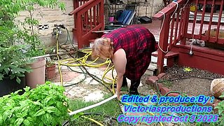 Big-Butted Redheads Outdoor Garden Cleanup