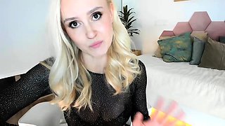 Blonde teen with huge breast masturbating on webcam
