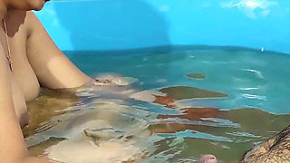 Girl Romance with Boy While Bathing in Pool
