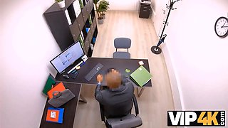 Vip4k. lady is tucked by the horny lender expecting for some discount