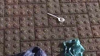 Amateur french guy public jerking