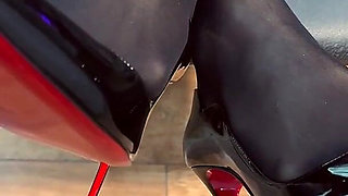 I Love Showing You My Pussy and Feet in Seamless Pantyhose