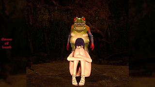 Gol 3D Busty Brunette Blowjobs Monster Frog Prince's Cock