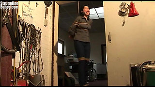 Steffi Dangling on Rope Tightly Ballgagged