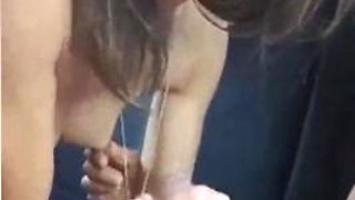 Exhib in car, she sucks a voyeur: Blowjob, Amateur  Blonde Porn