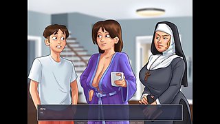 Hot cougar neighbor in lingerie gets naughty during summer saga