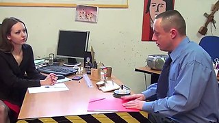 Lady HR Gets Sodomized in Office Stockings with Blowjob and