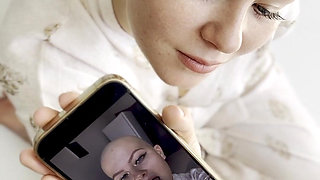 Cumtribute Bald Girl Cleanup Her Phone After