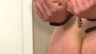 Femdom. a Man in a Penis Cage Is Dominated by Two Busty Women.