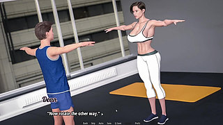 Friend Stepmom Teaching Me Streching Workout in Gym