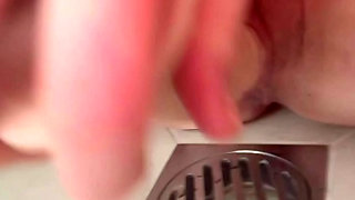 Dildo fucking my wet pussy in the shower