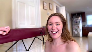 Amateur redhead girlfriend blowjob and anal with creampie