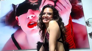 Amateur young brunette enjoys dildo on solo masturbation