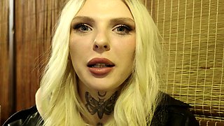 POV amateur blonde slut blowing monster dick in the bus